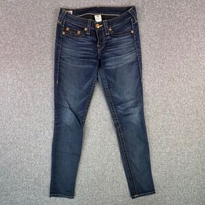 True Religion Jeans Womens 30 Casey Dark Wash Skinny Horseshoe Made in USA